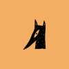 Fox silhouette rubber stamp on orange background
