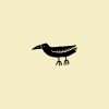 Rubber stamp with a duck illustration on a cream background.