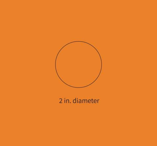 Orange background showing round layout for Expressionery wooden rubber stamp EXP5.