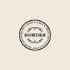 Round address rubber stamp design on beige background.