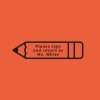 Teacher stamp with pencil illustration on orange background.