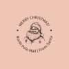 Custom Christmas rubber stamp with Santa illustration and festive message.