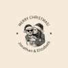 Custom Christmas rubber stamp with personalised portrait in round layout.