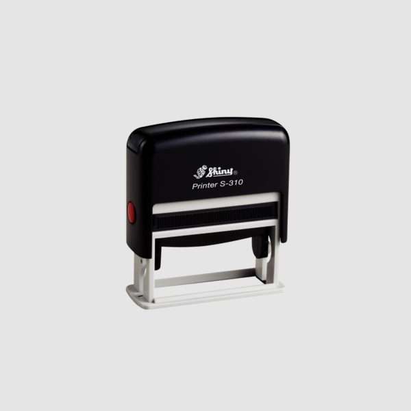 Black Shiny self-inking stamp model 310, 52×11mm slim rectangular design.