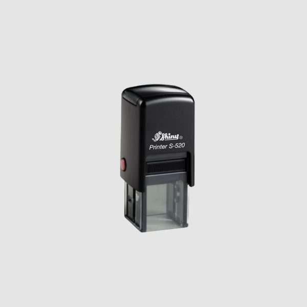 Black Shiny self-inking stamp model 520, 18×18mm square design.