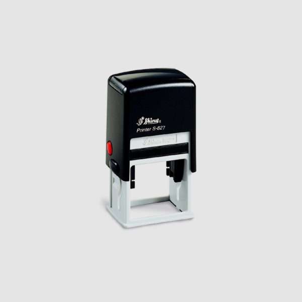 Black Shiny self-inking stamp model 827, 48×28 mm rectangular design.