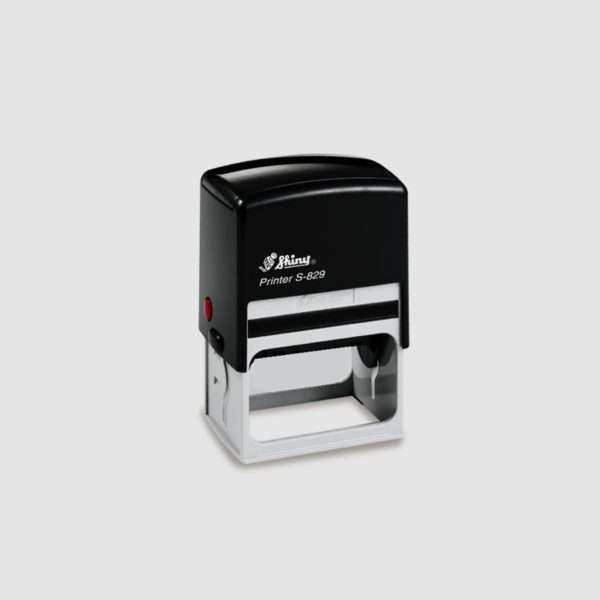 Black Shiny self-inking stamp model 830, 73×36 mm rectangular design.
