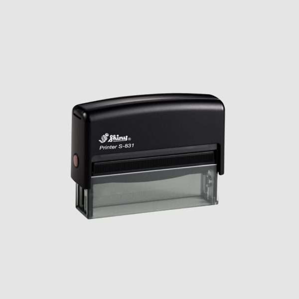 Black Shiny self-inking stamp model 831, 68x8mm compact rectangular size.