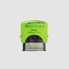 Green Shiny self-inking stamp PET843 model, 45x16mm compact size.
