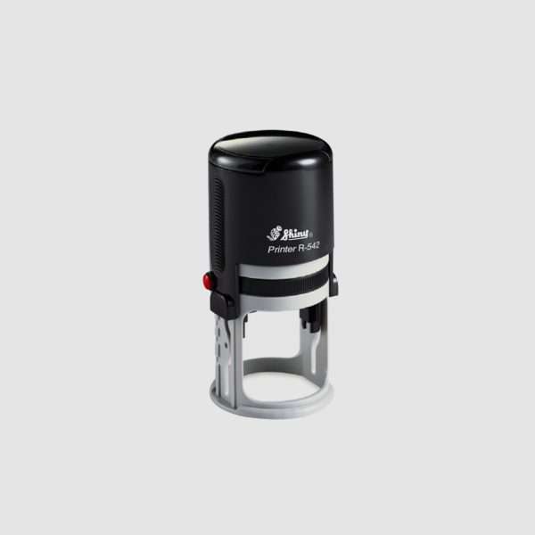 Black Shiny self-inking stamp R542 model, round 40mm size.