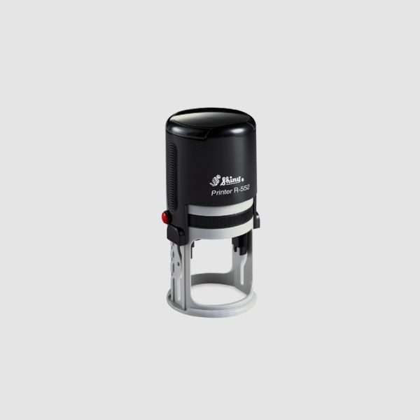 Black Shiny self-inking stamp S552 model, 50mm round size.