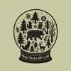 Snow globe Rubber stamp illustration showing a winter scene 