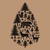 Christmas tree with woodland scene rubber stamp design on brown background.