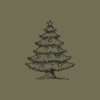 Minimal Christmas tree rubber stamp design on olive background