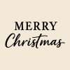 Merry Christmas rubber stamp impression in black on beige background.